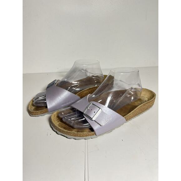 Birkenstock EUC Purple Lavender Leather Madrid SlipOn Slide Sandal 41 10-10.5 US - Picture 1 of 6